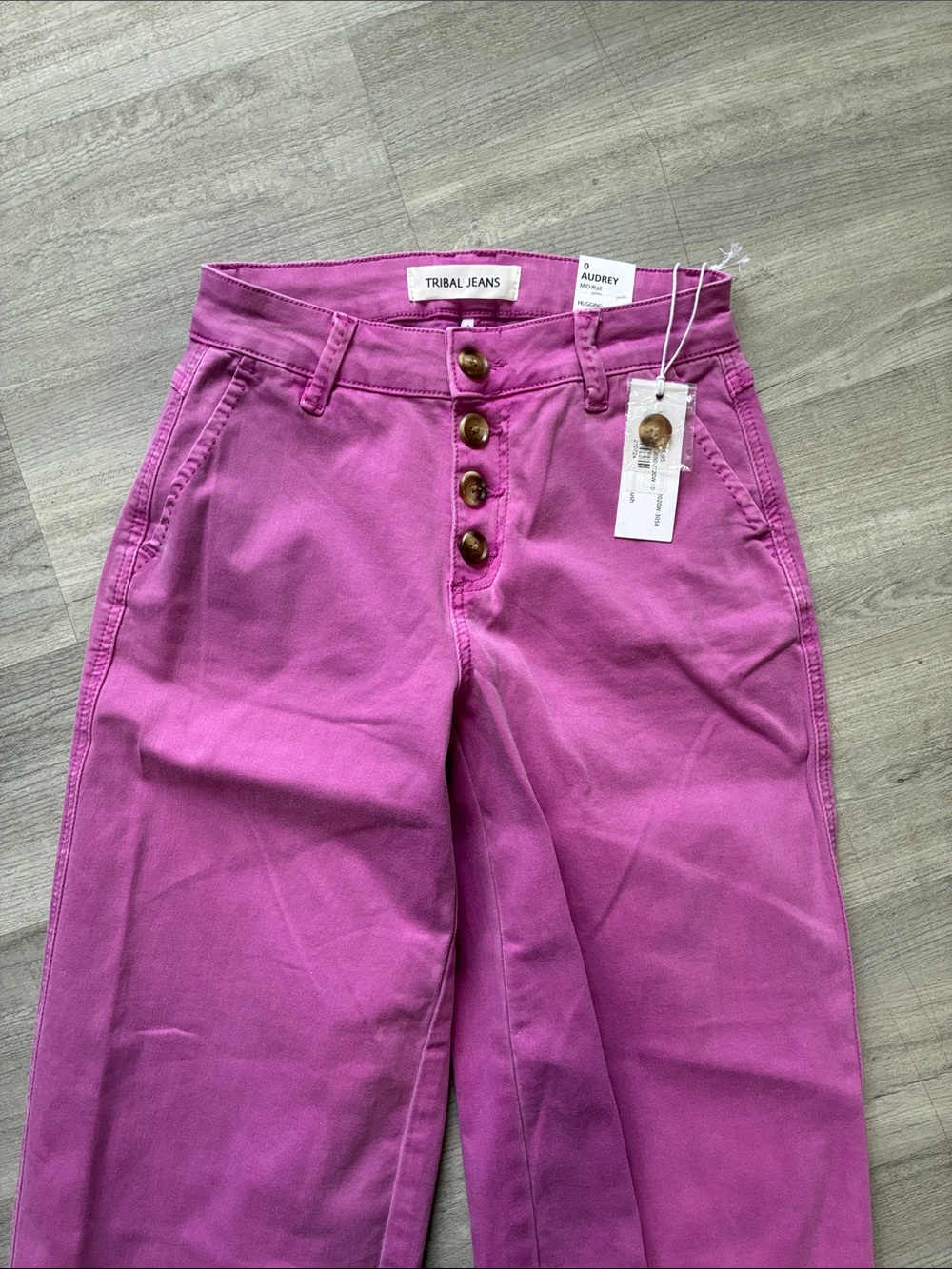 NWT Tribal Pink Mid Rise Audrey Cropped Wide Leg Jeans - Picture 3 of 5
